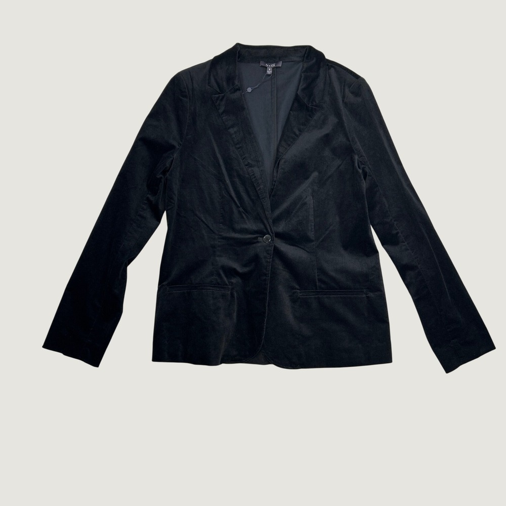 NYDJ Velvet Blazer Women S Black Single Button Luxe Holiday Goth NWT Classic